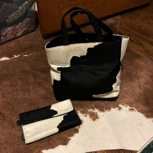 Cow Print Mini Purse by XOXO with Detachable Matching Wallet y2k 90s